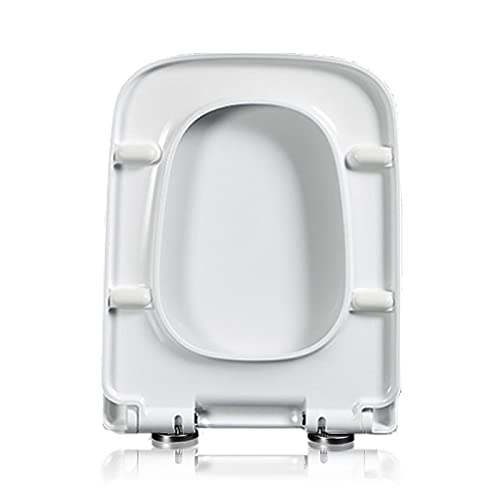 Soft Close Toilet Seat, Toilet seat, White Square Toilet Seat with Top Fix Adjustable Hinges, Toilet Seat Quick Release Rectangular,03b