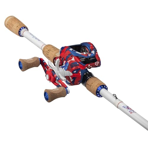 ProFISHiency Krazy Americana Baitcast Combo with 7' 1pc Medium Heavy IM7 Graphite Rod and Cork Grips