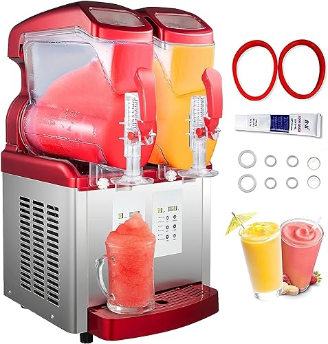 VEVOR Commercial Slushy Machine, 6 L x 2 Tanks 50 Cups Margarita Machine, 700W 110V Stainless Steel Smoothie Frozen Drink Maker