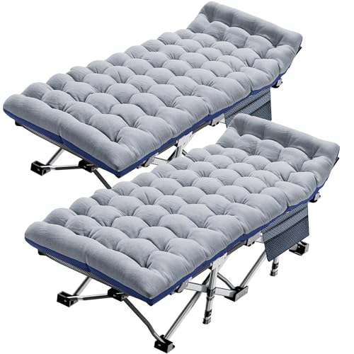 ABORON 2PK Foldable Camping Cots for Adults, Double Layer 1200D 500lb Loading Cot for Sleeping