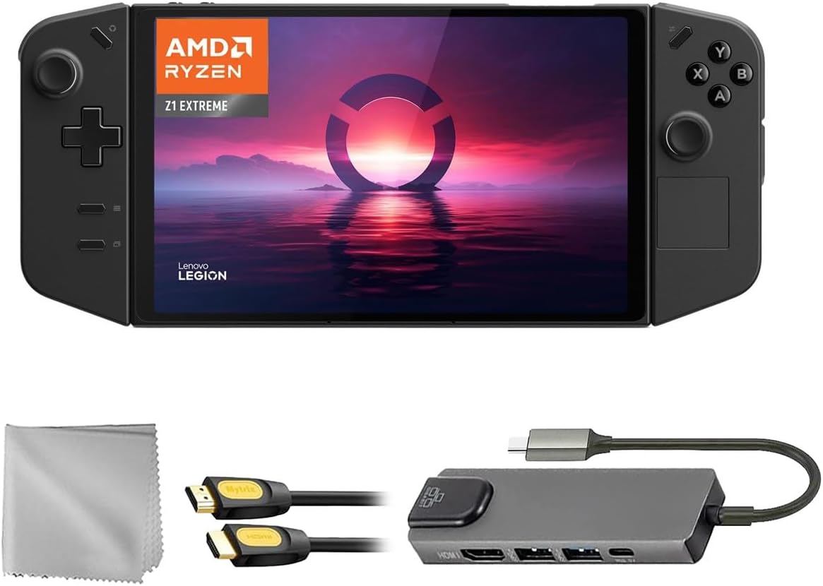 Lenovo Legion Go 1TB SSD Gaming Handheld 8.8-inch Touchscreen 144Hz 2K QHD AMD Ryzen Z1 Extreme Processor, Hub, HDMI Cable