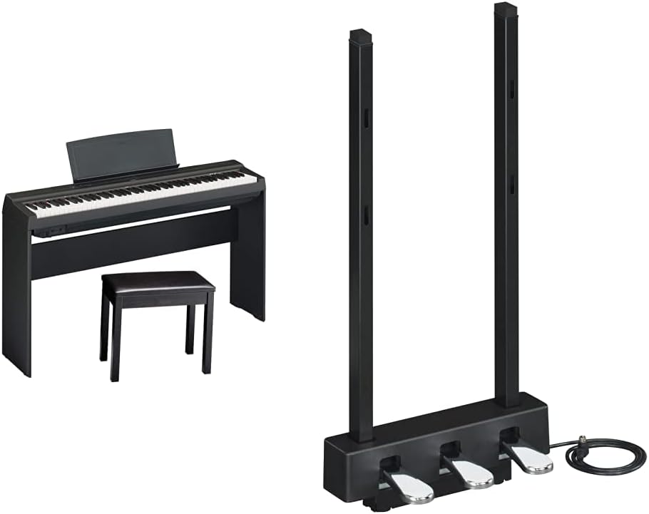 YAMAHA P125 88-Key Weighted Action Digital Piano with Power Supply and Sustain Pedal, Black