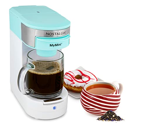 Nostalgia MyMini Single Coffee Maker, Brews K-Cup & Other Pods, Serves up to 14 Ounces, Tea, Chocolate, Hot Cider, Lattes