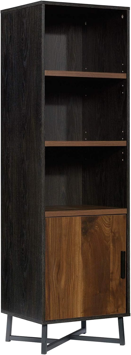Sauder Canton Lane Bookcase with Door, L: 17.99 x W: 15.55 x H: 60.12, Brew Oak Finish