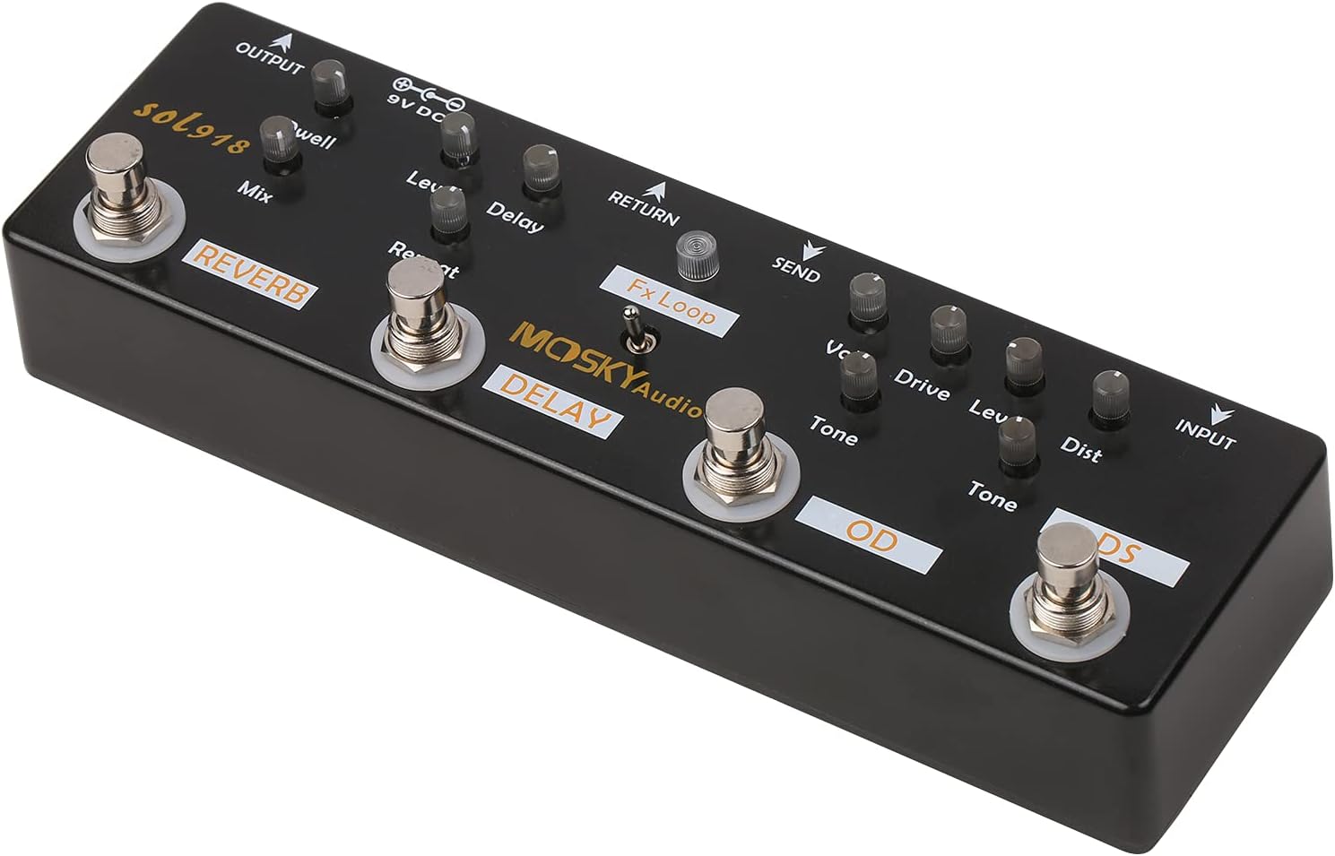 SOL918 5-in-1 Multi Effect Pedal Combined Effect Guitar Pedal True Bypass Multi-in-one Combined Effect Device Reverb Delay FX Loop Overdrive