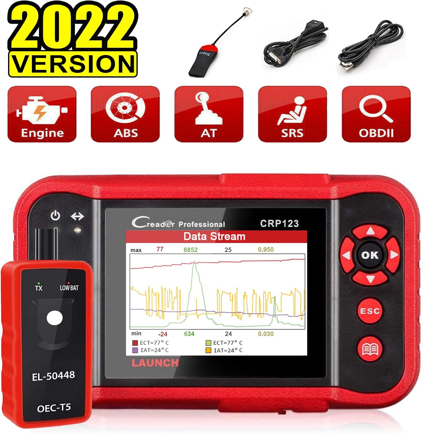 LAUNCH CRP123 OBD2 Scanner Engine/ABS/SRS/Transmission Code Reader Car Diagnostic Scan Tool,Full OBDII Modes Automotive Scanner