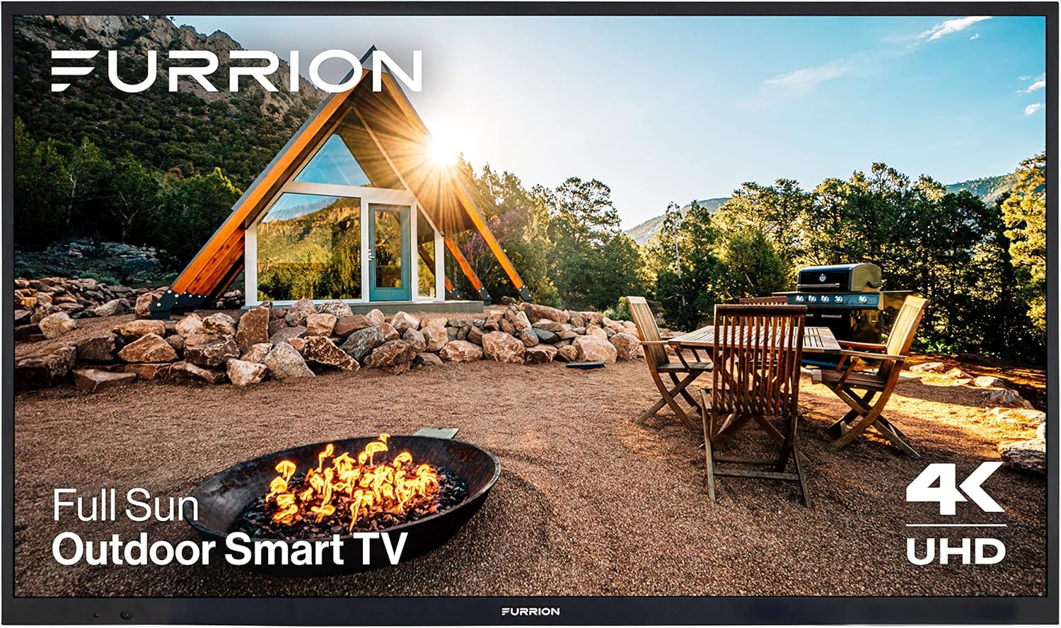 Aurora 65-Inch Full-Sun 4K LED Outdoor Smart TV - Weatherproof HDR10 LED Outdoor Television with Anti-Glare, 1000-Nit LED Screen, Tempered Glass