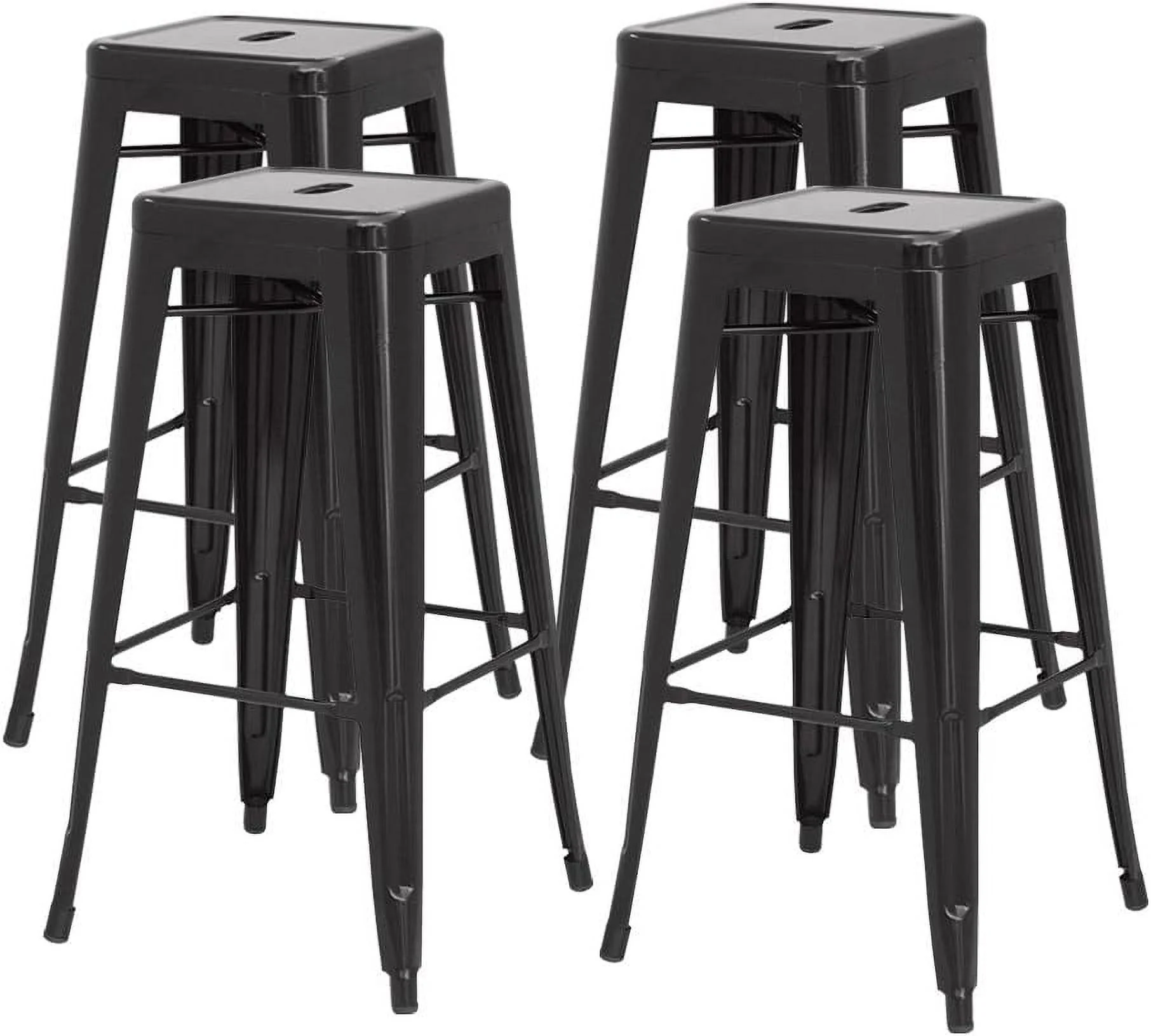 Metropolis Metal Backless Counter Stool 26",Indoor/Outdoor Ready,Black,Set Of 4 - Curated Treasures Market