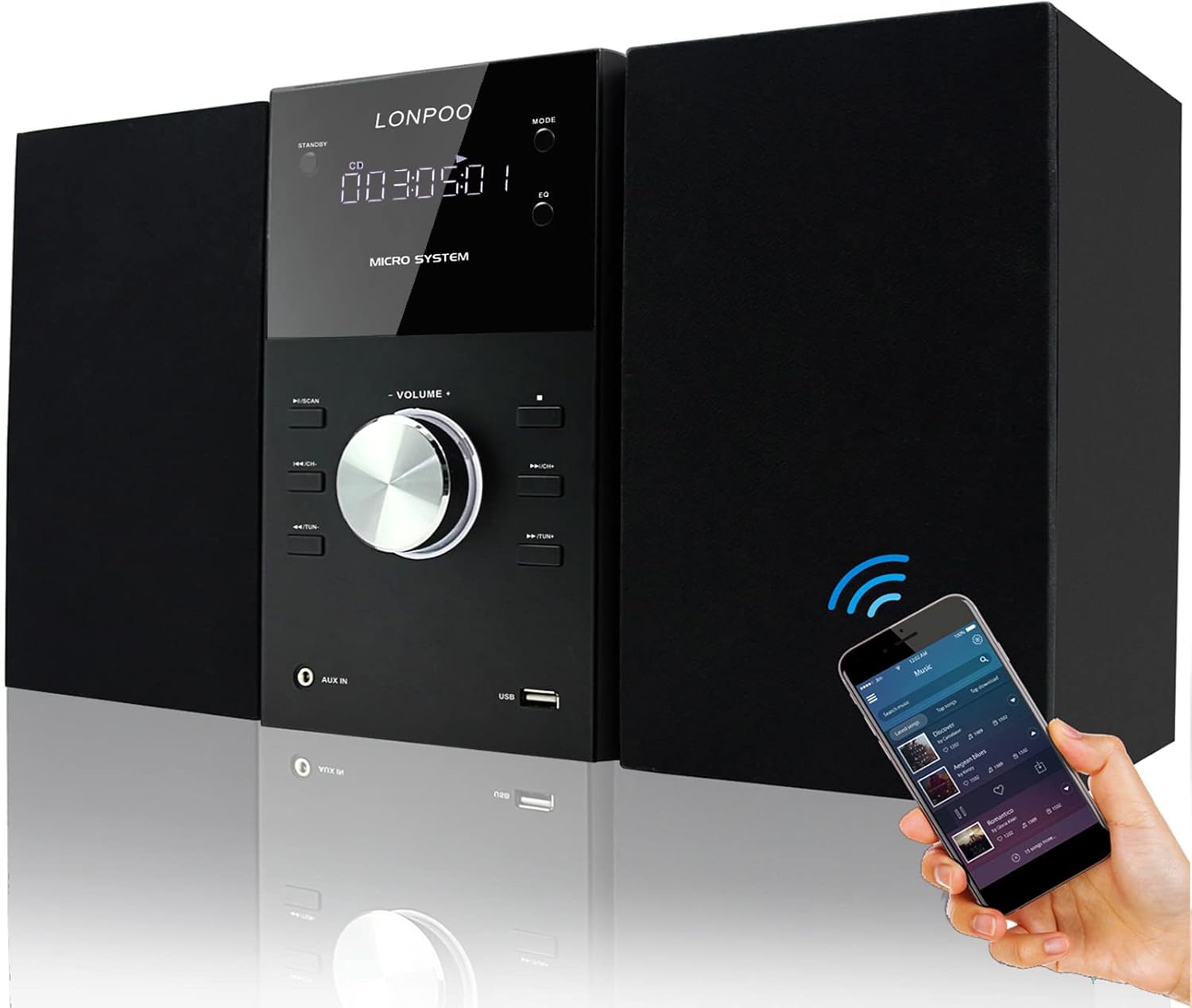 Home Stereo System with CD Player - Micro Shelf System with Bluetooth