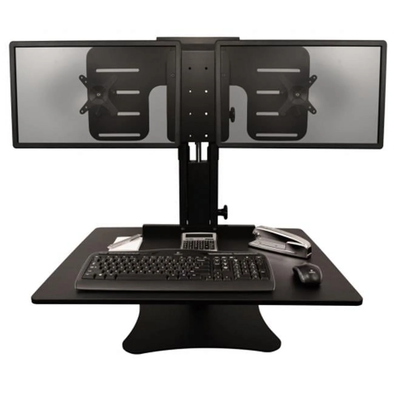 High Rise Dual Monitor Sit-Stand Desk Converter, Black
