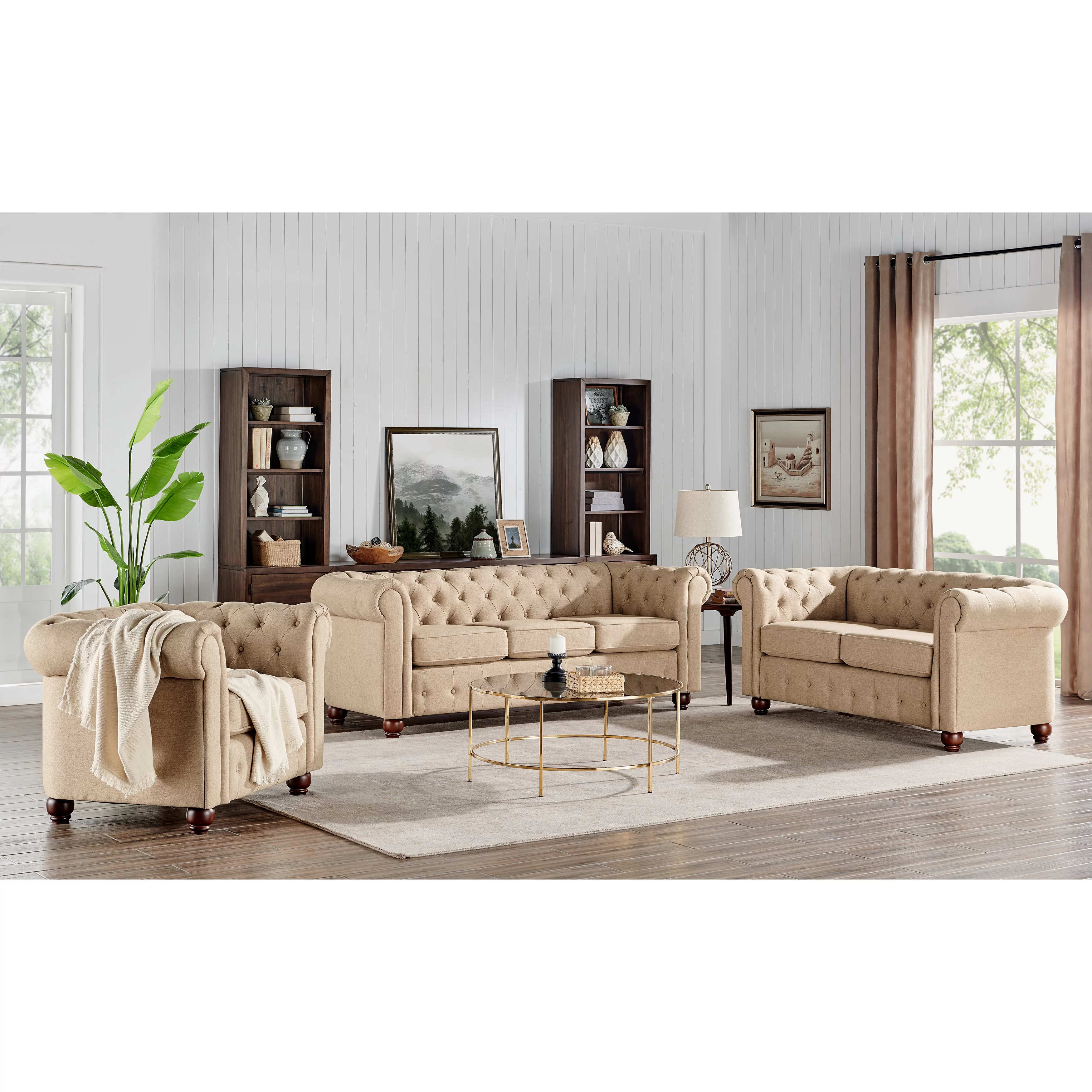 HomeFare Cream Living Room 3pc. Set