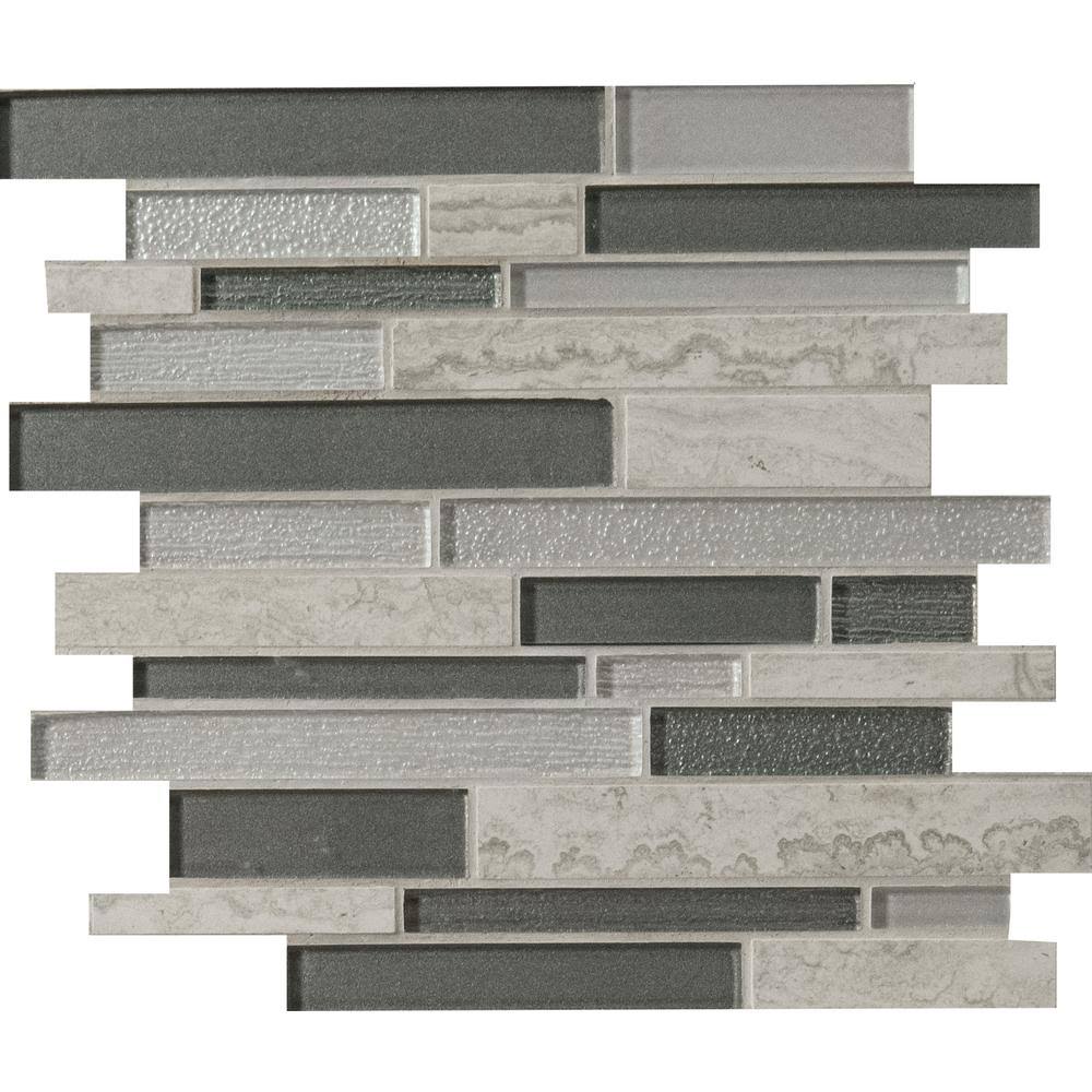 MSI Snow Mass 11.81 in. x 11.81 in. x 8 mm Interlocking Textured Glass Stone Mosaic Tile (9.7 Sq. ft. / case), Snow Mass Interlo