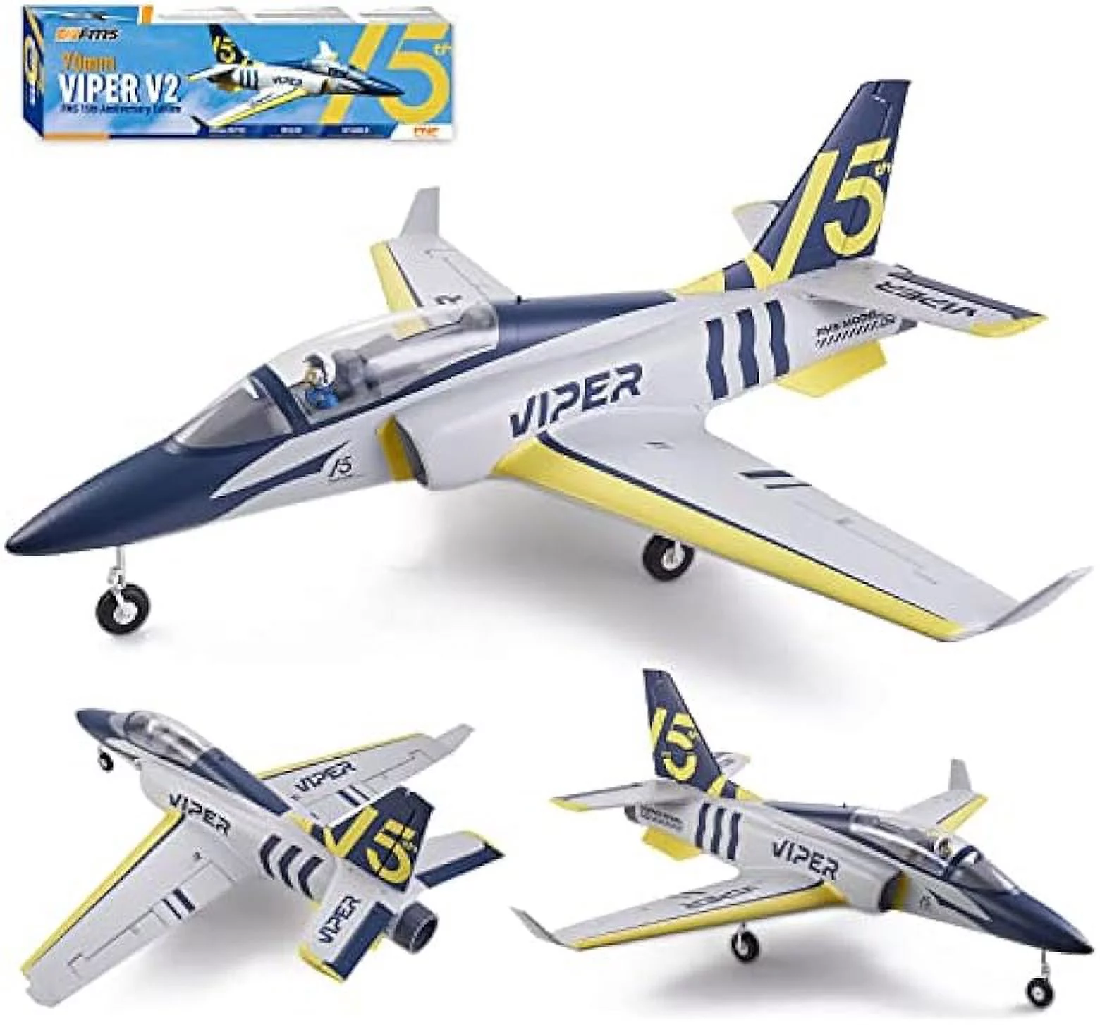 Fms 70mm Viper V2 EDF Navy Blue Trainer RC Airplane Jet 6S PNP (NO Radio Battery Charger) - Radiant Selections