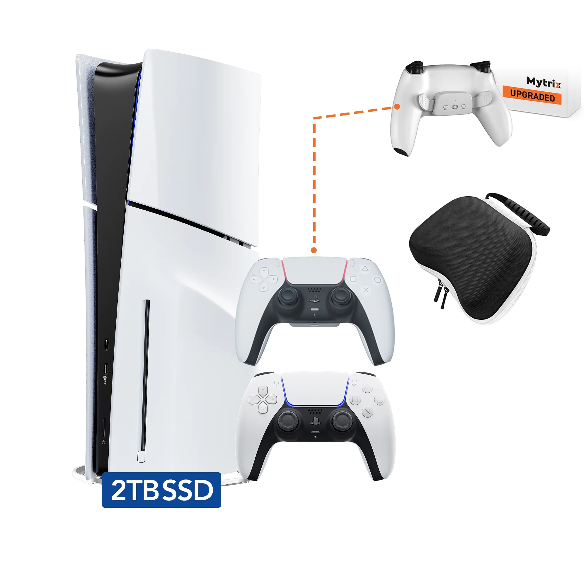 PlayStation 5 Slim Disc 2TB SSD Edition Bundle with Additional Mytrix Upgraded PS5 Controller with Remappable Back Paddles and Turbo Function