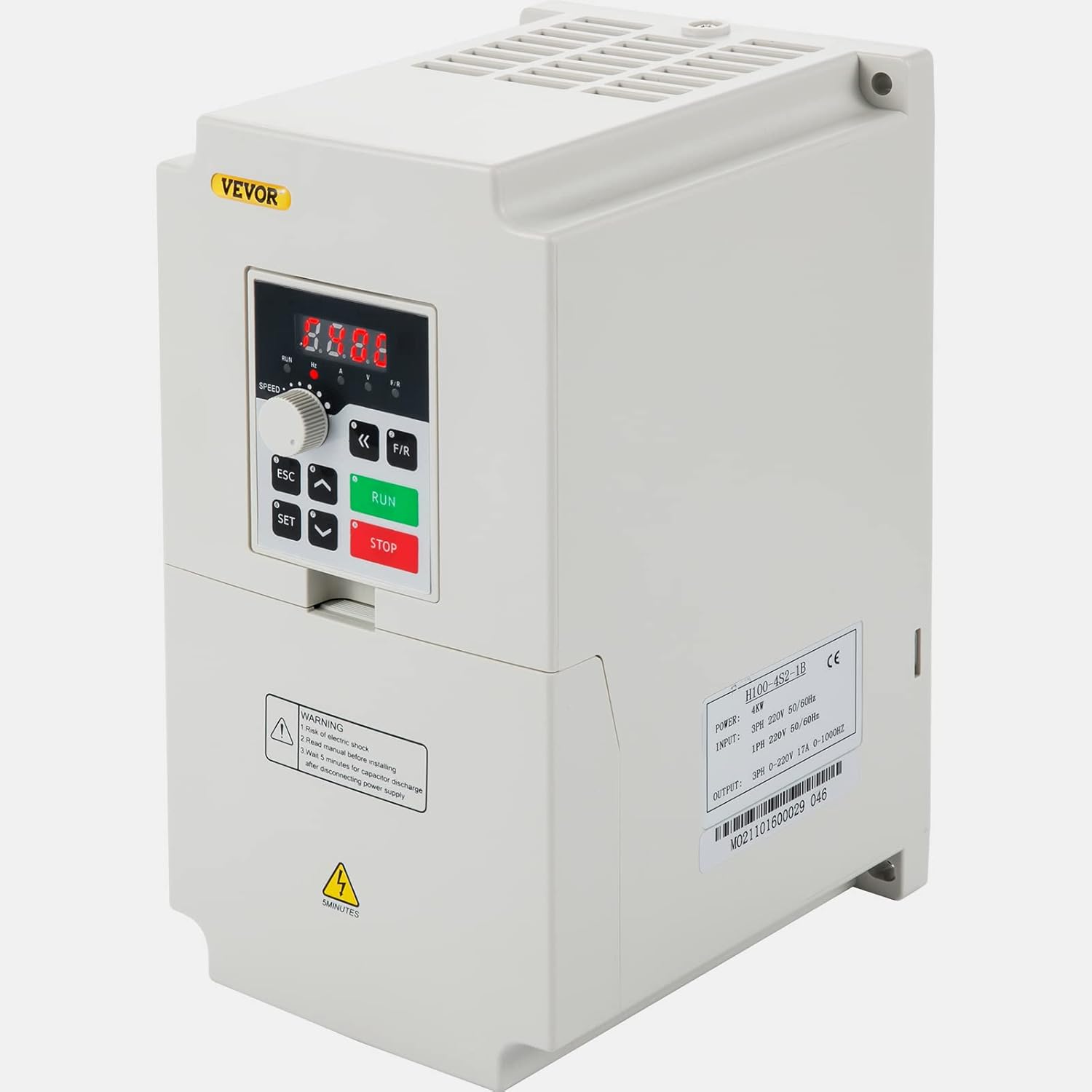 VEVOR VFD 4KW 220V 5.5HP, 1 or 3 Phase Input, 3 Phase Output Variable Frequency Drive
