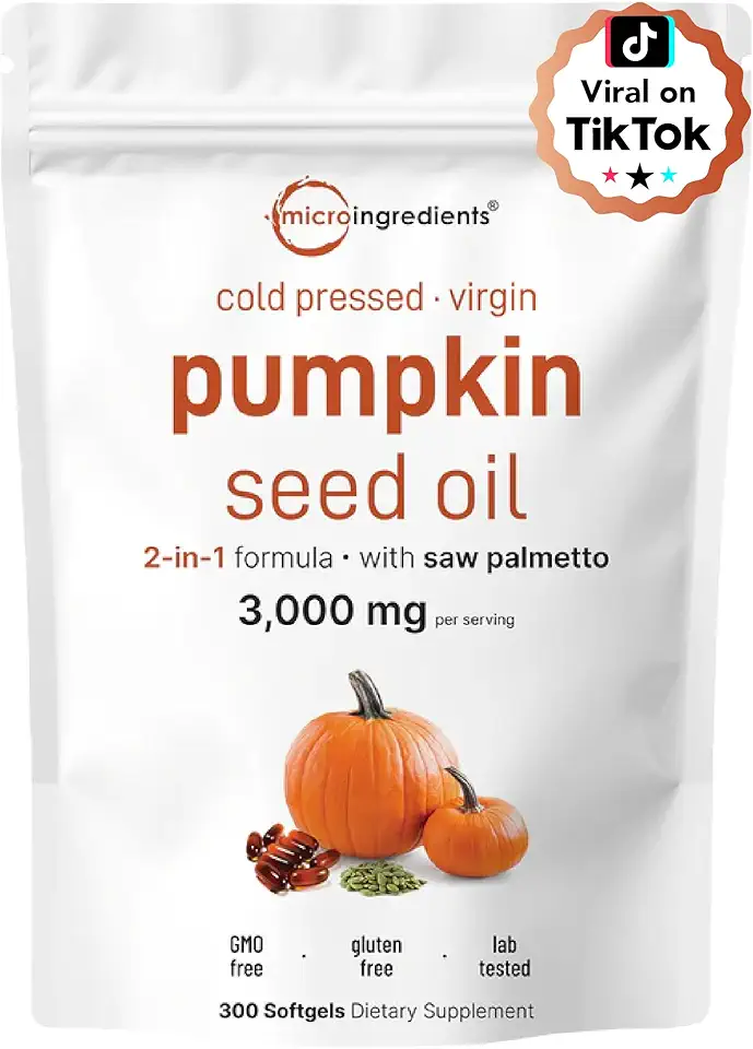 Sponsored Ad - Pumpkin Seed Oil with Saw Palmetto, 3000mg Per Serving, 300 Softgels | Cold Pressed, Pure Virgin Oil