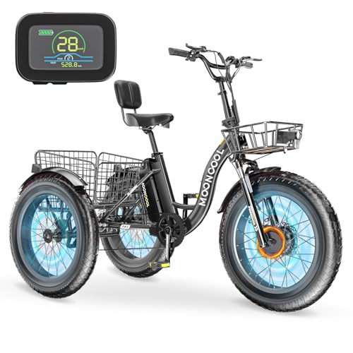 MOONCOOL Electric Tricycle Trike for Adults 350W 36V Removable Battery 24/26 Inches 7 Speeds 3 Wheels Electric Bikes Bicycle for Adults