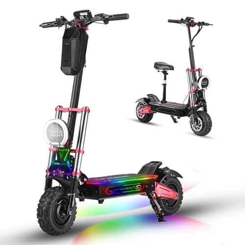 BOYUEDA S5 Adult Off-Road Electric Scooter, 11-inch All-Terrain Vacuum Tires, 60V6000 Watt Dual Motor/Dual Suspension, 55 MPH Top Speed