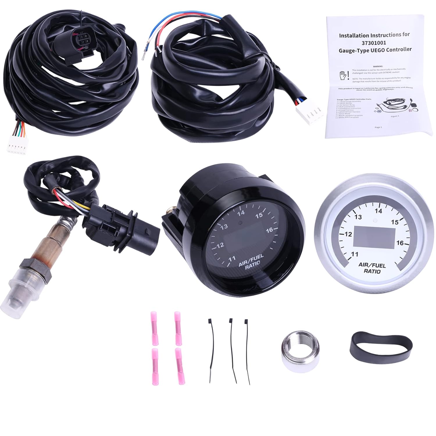 Wideband UEGO Air/Fuel Ratio Gauge 52mm (2-1/16”) with 4.9 LSU Sensor, Digital AFR Controller Gauge