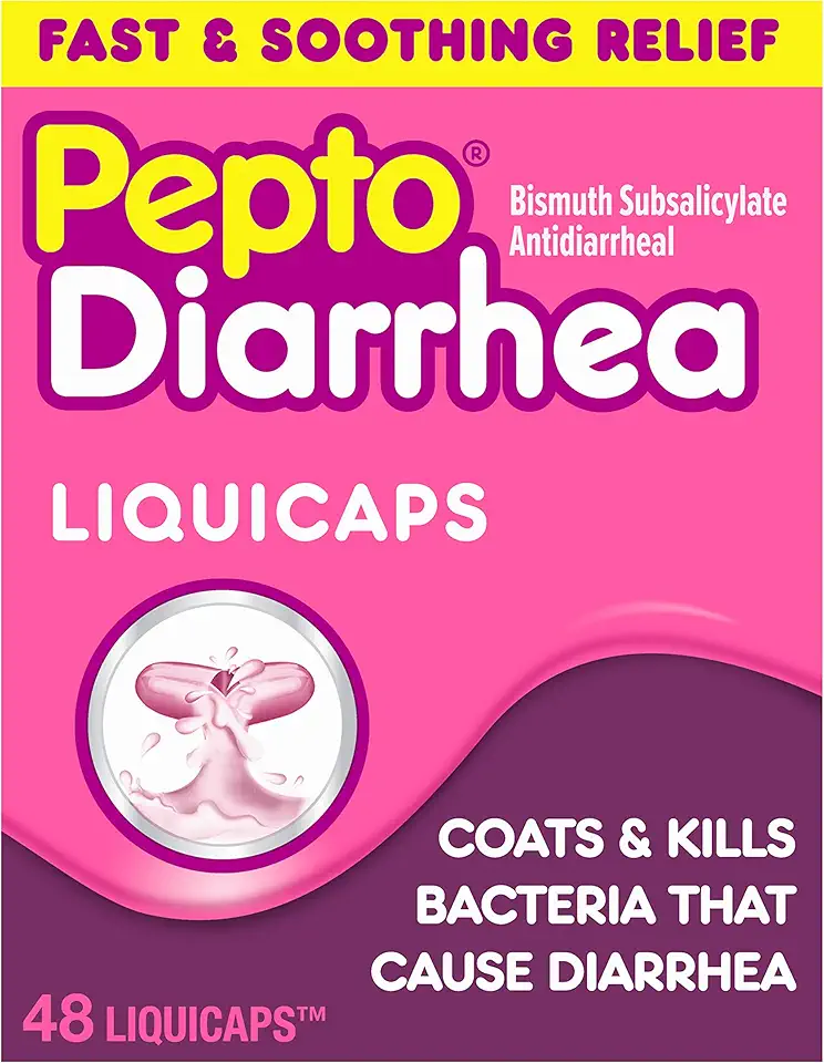 Pepto Bismol Diarrhea LiquiCaps, Anti Diarrhea Medicine for Fast Diarrhea Relief, Antidiarrheal Liquid Pills, 48 LiquidCaps - Kansas Nuitrition