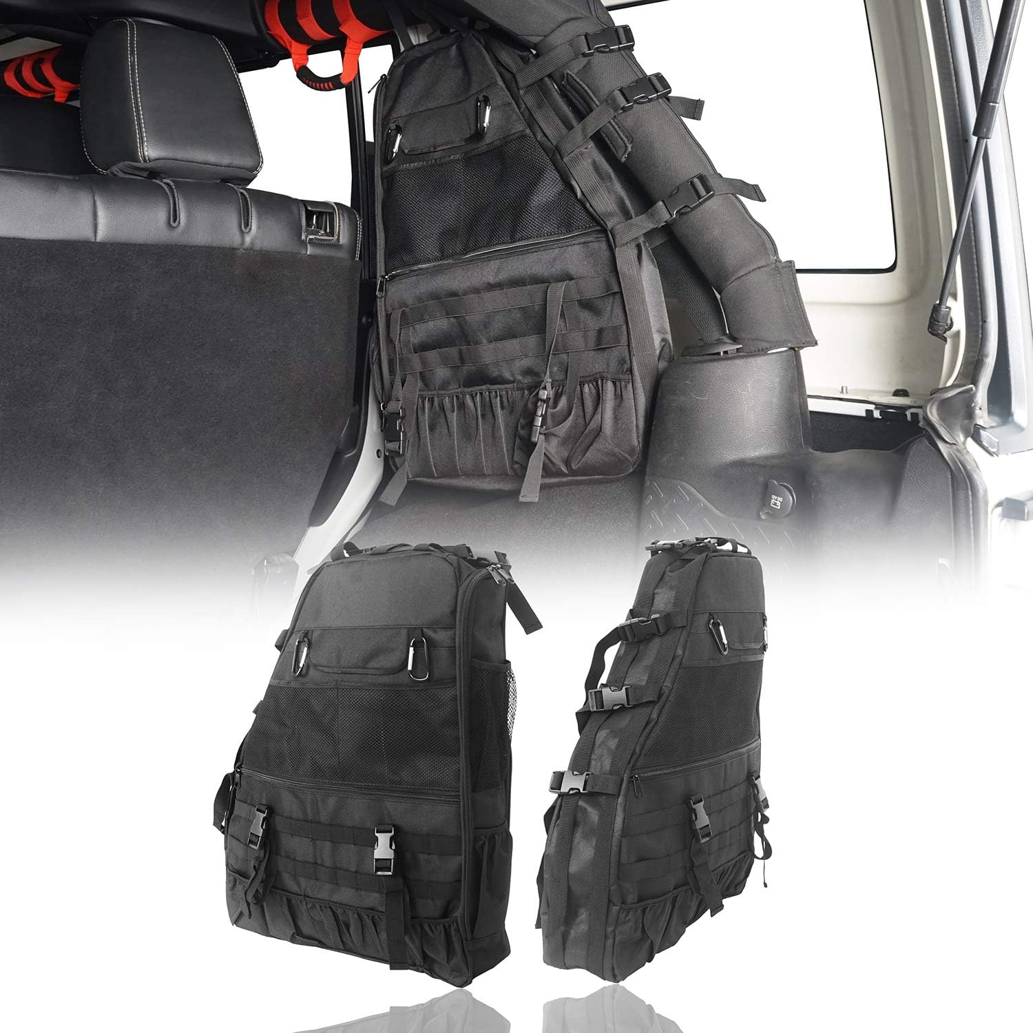 u-Box 2X Roll Bar Storage Bag Cargo Cage Multi-Pockets Organizers Tool Storage Compatible with Jeep Wrangler TJ JK & Unlimited 4-Door 97-18