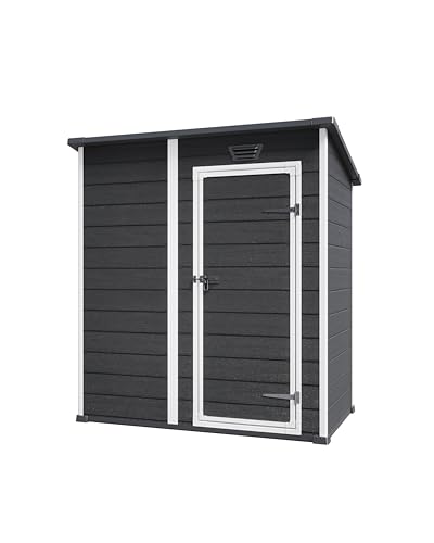 Keter Essential Shed 4x6 Resin Outdoor Storage Shed Ideal Storage for Patio Furniture, Garden Tools Bike Accessories, Beach Chairs and Lawn Mower