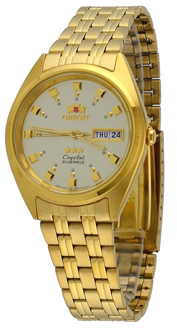 Orient FAB00001C Men's 3 Star Standard Gold Tone Gold Dial Automatic Watch - Curated Treasures Market