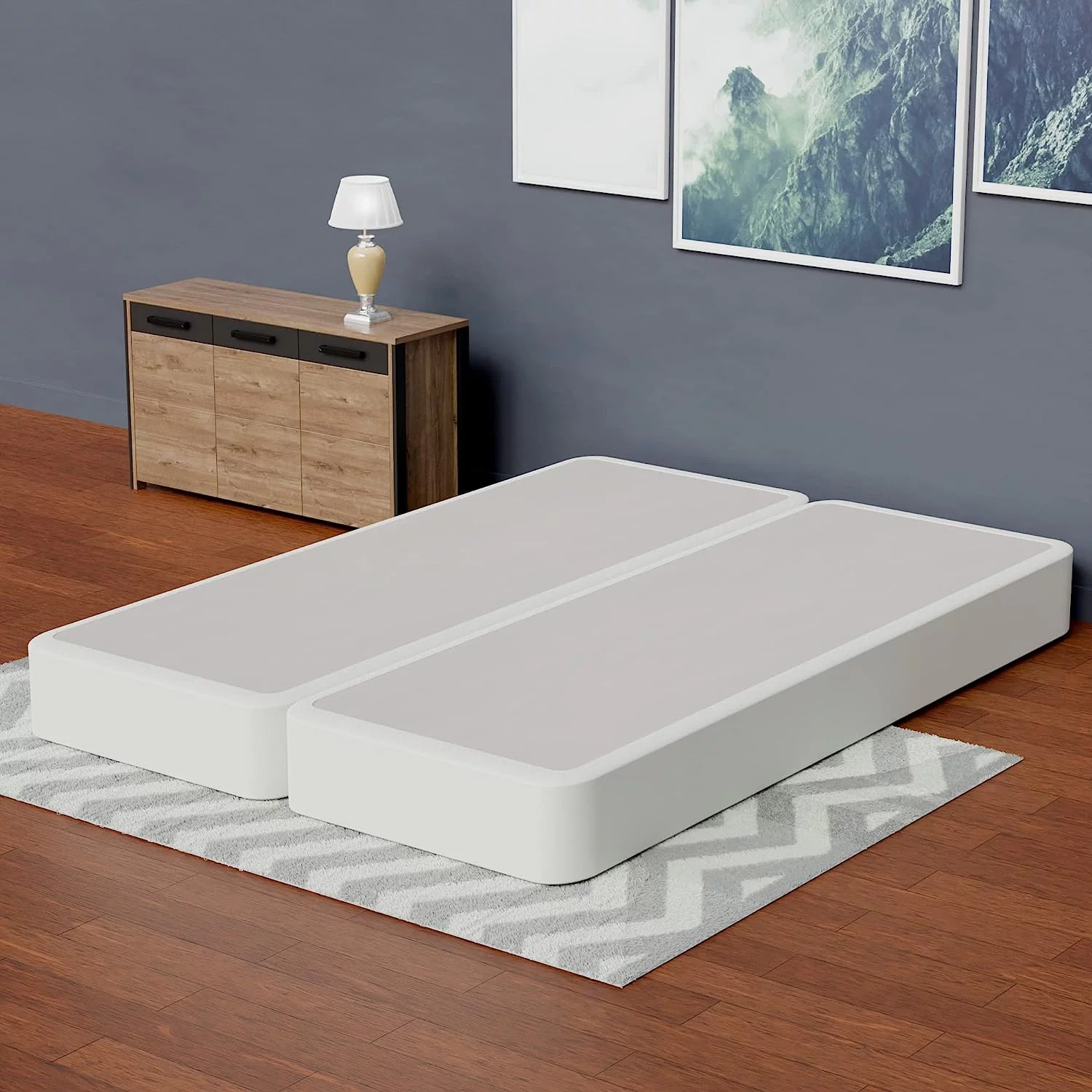 YANRUI 4" Fully Assembled Split Coil Box Spring for Mattress, Queen Size, Beige - Curated Treasures Market