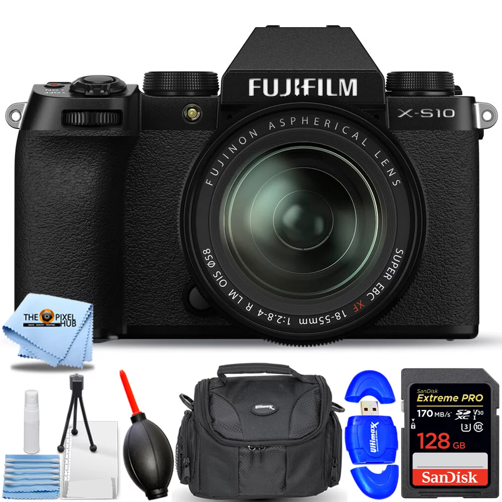 FUJIFILM X-S10 Mirrorless Camera with 18-55mm Lens 16674308 - 7PC Accessory Kit - Curated Treasures Market