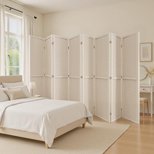 Osparple Room Divider with Shelves 6 Panel Wooden Folding Room Dividers Privacy Screen Wall Divider for Room Separation for Office and Apartment