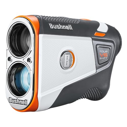 Bushnell Golf Tour V6 Shift Laser Rangefinder with Slope Switch, Visual Jolt Flag Locking, Magnetic Mount, 1300 Yard Range 6X Magnification