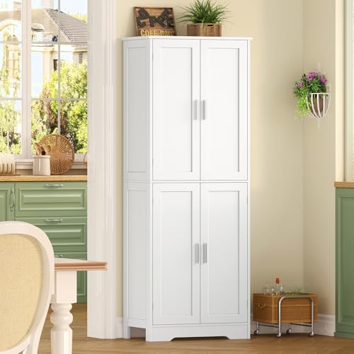 67” Storage Cabinet, Kitchen Pantry Cabinet with 4 Doors and 2 Adjustable Shelves, Cupboard, Tall Bathroom Cabinets for Dining Room, Living Room