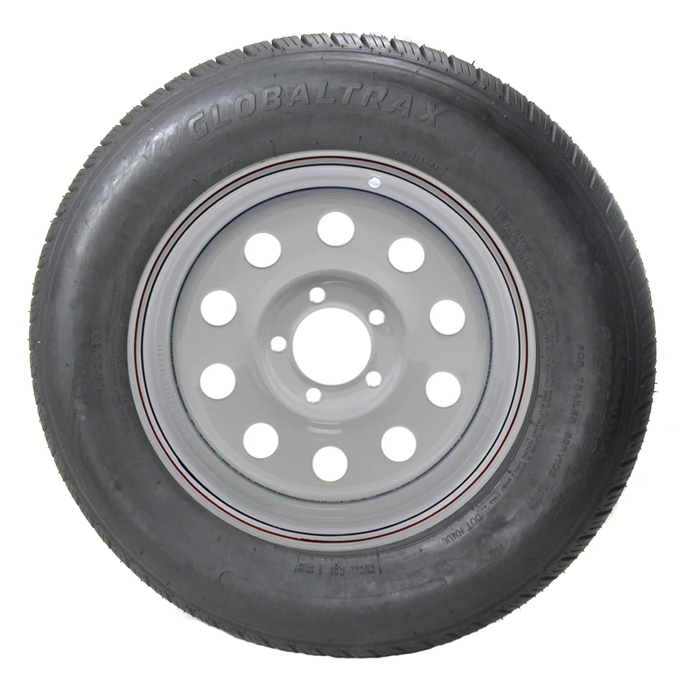 ST205/75D15 GlobalTrax Trailer Tire LRC on 5 Bolt White Mod Wheel