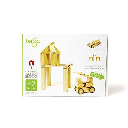 42 Piece Tegu Magnetic Wooden Block Set, Natural