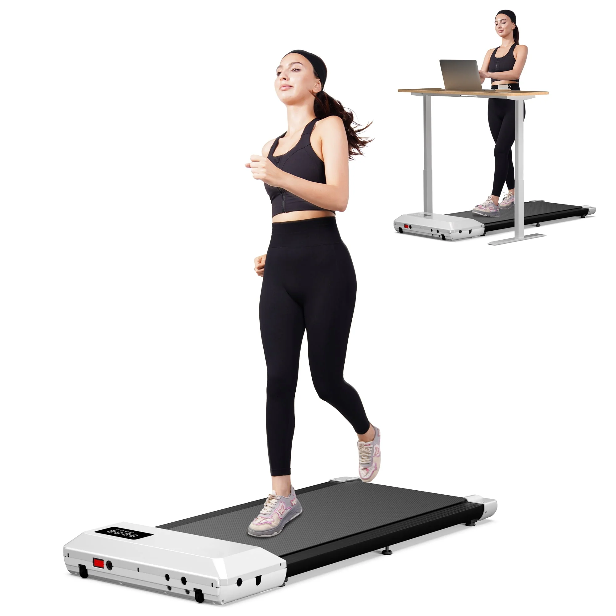 Superun 2.5Hp Walking Pad, 35.5*15.5 Walking Area 2 in 1 Under Desk Treadmill,300lb Walking Treadmill with Remote Control and LED Display, Quiet