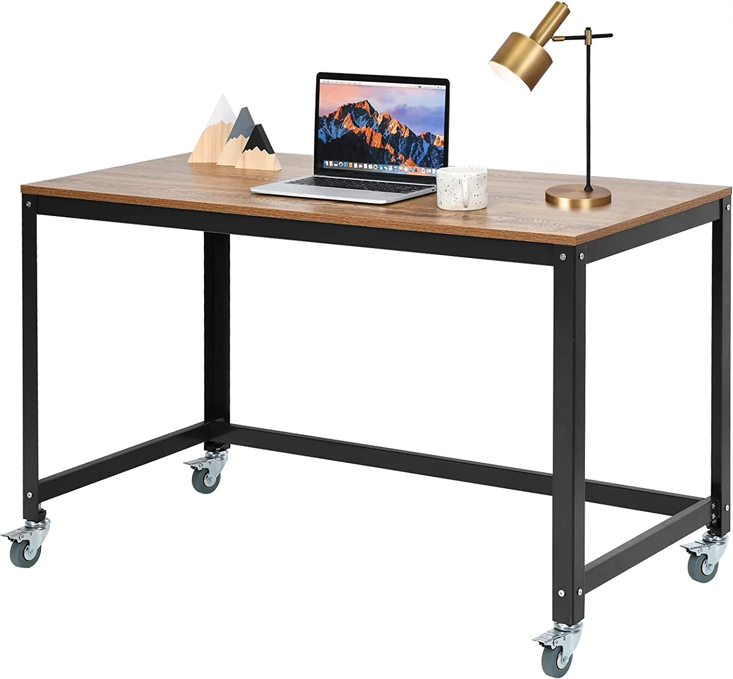 Rolling Computer Desk, Portable Rolling Table, Mobile Home Office Desk Writing Study Desk, Movable Workstation with 4 Smooth Wheels