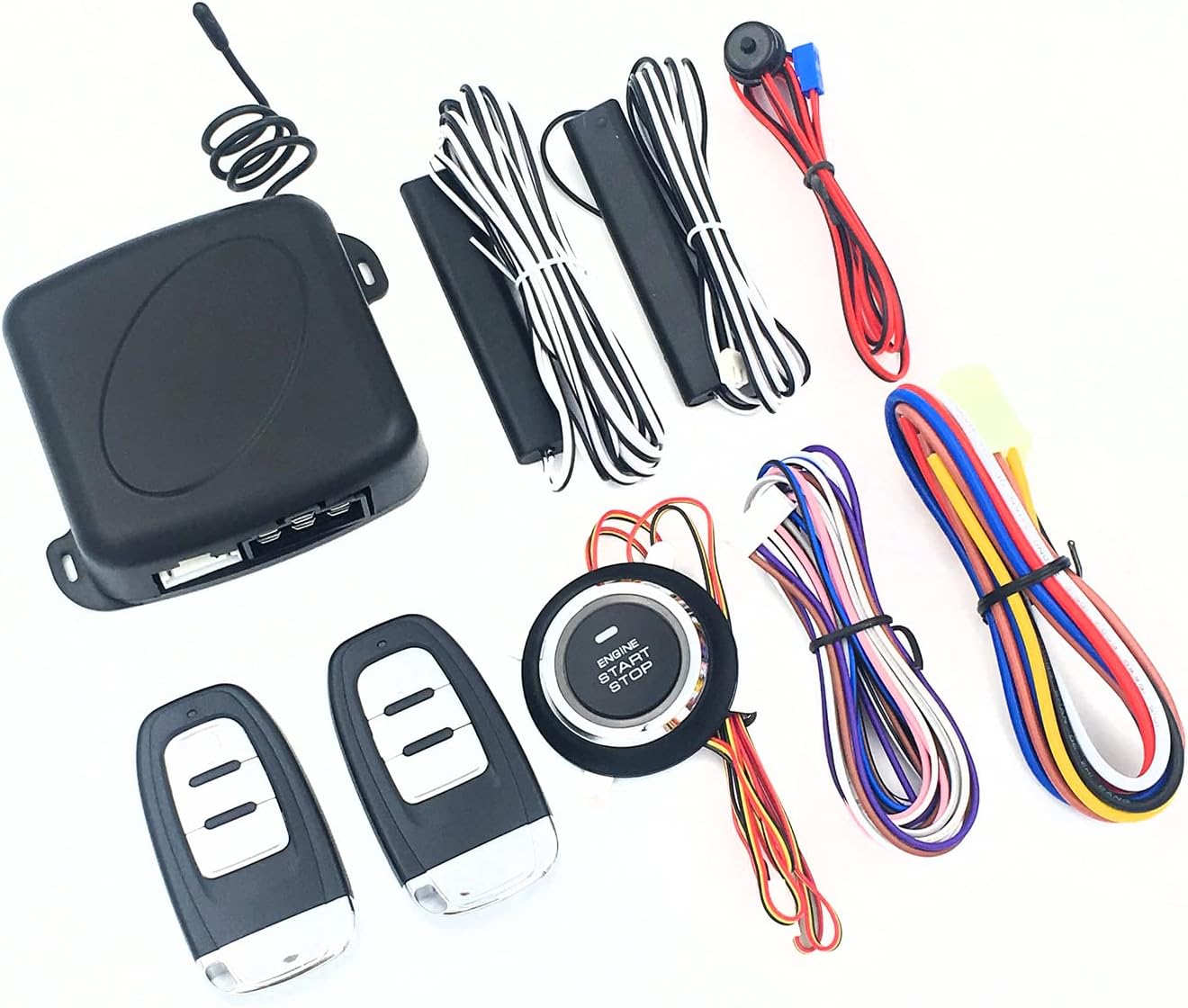 Car Keyless Entry Remote Starter PKE Push to Start Antitheft Alarm System 12V Car Keyless Go Push Button Engine Start/Stop Pack of 2