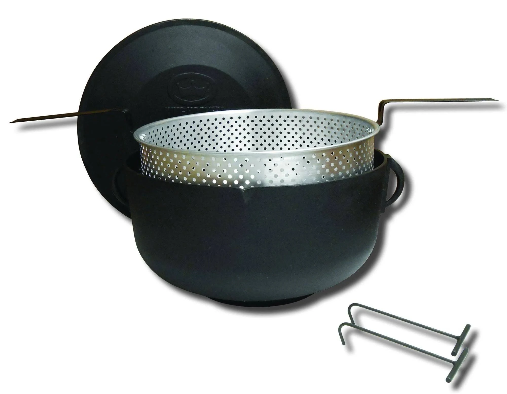 King Kooker 5 Gal Cast Iron Pot and Lid, Flat Bottom Pot, Aluminum