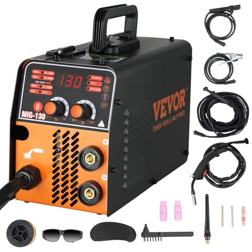 VEVOR MIG Welder, 130A Welding Machine, 3 in 1 Combo MMA/MIG/LIFT TIG Welder Machine, Flux Core Welder