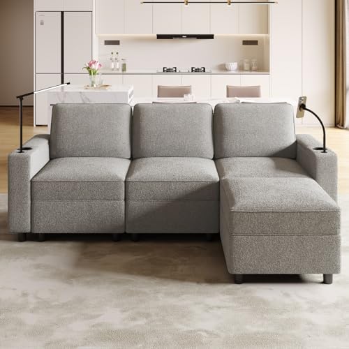Multifunctional Sleep Sofa Bed,Modular Sectional Sofa, Couches for Living Room with Storage, Armrest with Power Grommet and Cup Holder