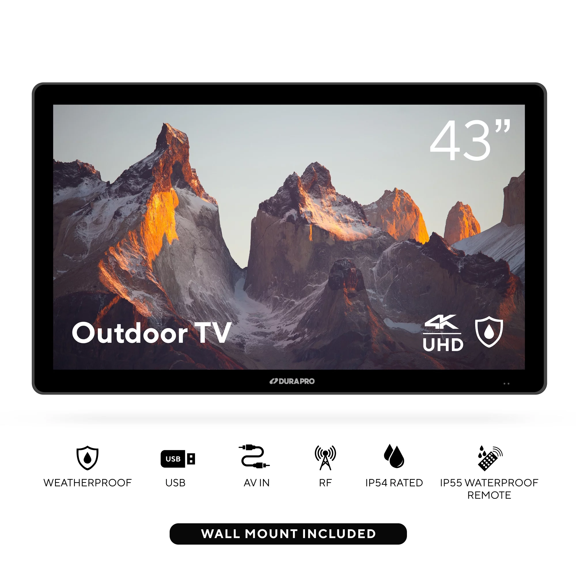 Suncast 43" Outdoor Partial Shade 4K UHD LED TV with Waterproof Remote + Compatible Wall Mount (SNCT4300)