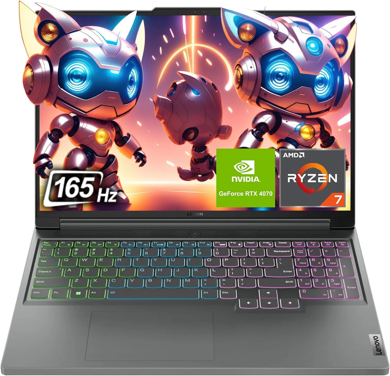 Lenovo Legion Slim 5 Gen 9 Laptop, AMD Ryzen 7 8845HS, 16" WQXGA Display, 64 GB DDR5 RAM, 2 TB PCIe SSD, NVIDIA GeForce RTX 4070, Backlit Keyboard