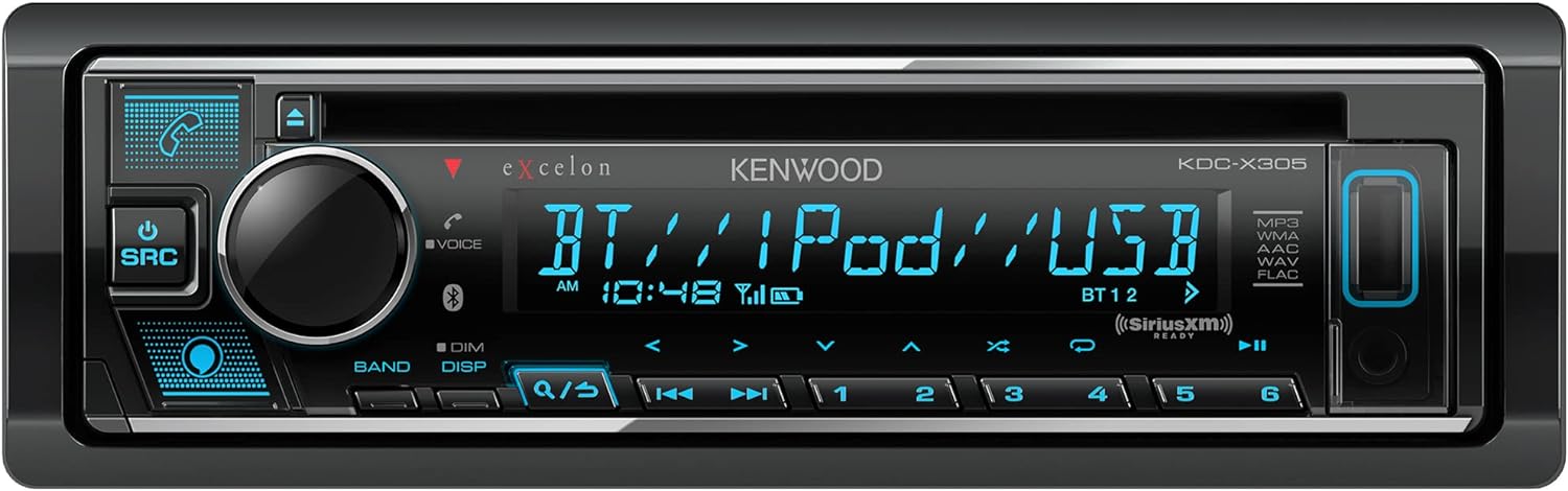 Kenwood KDC-X305 eXcelon CD Car Stereo Receiver w/Bluetooth Hands Free Calling, AM/FM Radio, USB, Amazon Alexa Built Ready