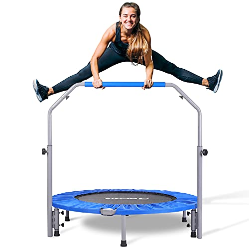 BCAN 40/48" Foldable Mini Trampoline Max Load 330lbs/440lbs, Fitness Rebounder with Adjustable Foam Handle