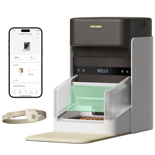 PETLIBRO Upgraded RFID Automatic Cat Feeder, 5G Wi-Fi Automatic Pet Feeder, 3L Auto Cat Feeder App Control with Light Collar Tag