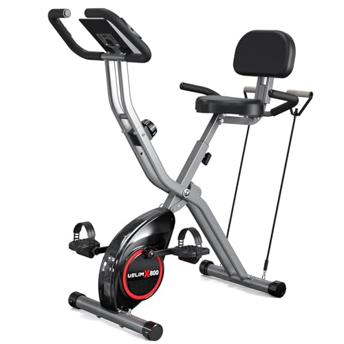 Foldable Exercise Bike Stationary Bikes for Home, 5 IN 1 Indoor Workout Bike, Cycling Bike with 16-Level Quiet Magnetic Resistance