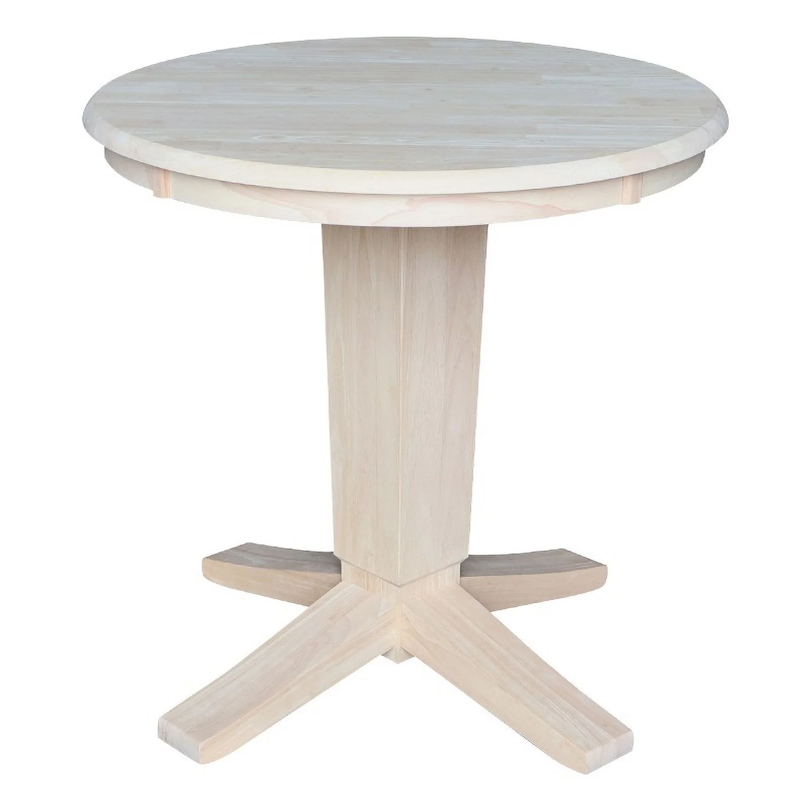 30" Solid Wood Round Top Pedestal Dining Table in Unfinished
