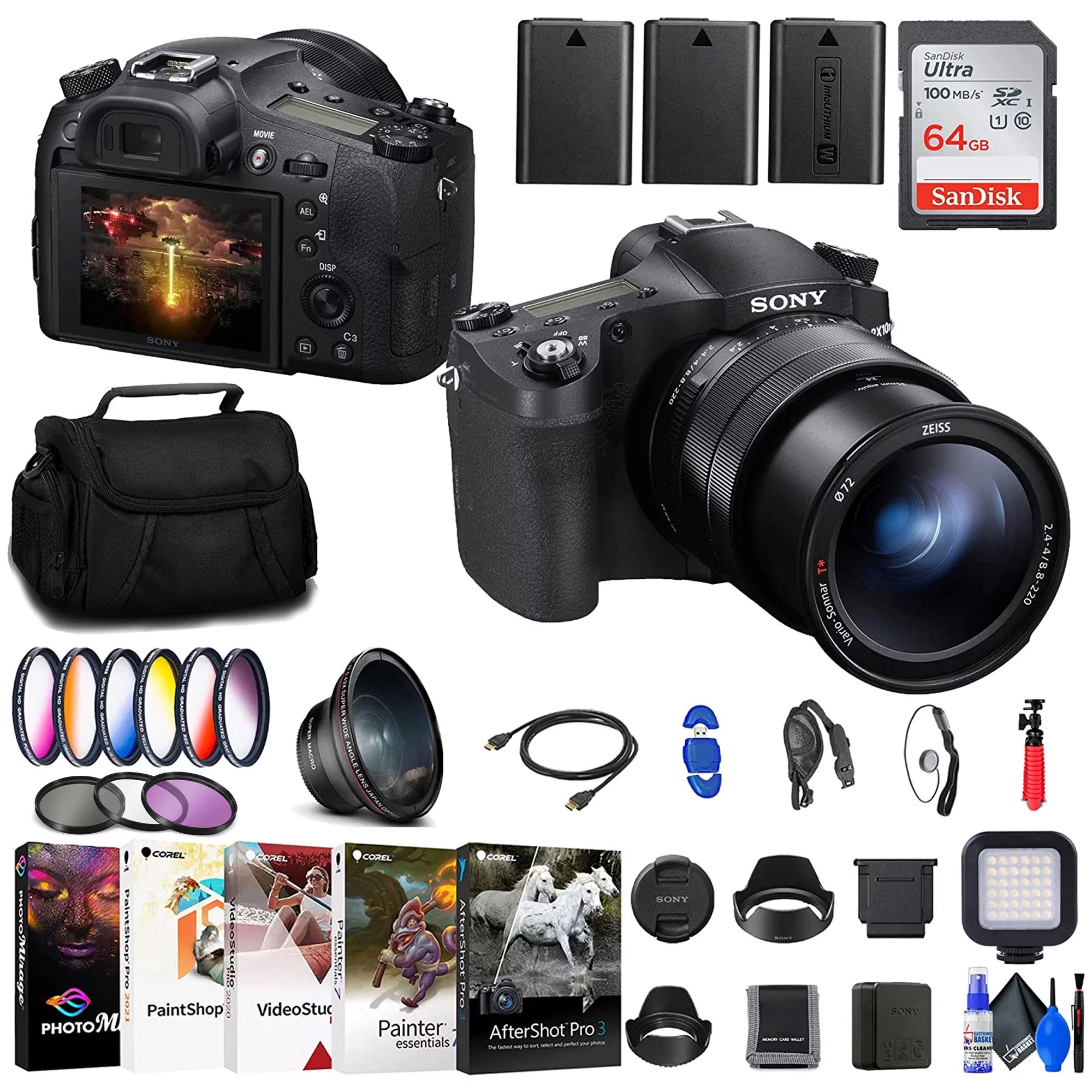Sony Cyber-shot DSC-RX10 IV Digital Camera + Filter Kit + Wide Angle Lens + More
