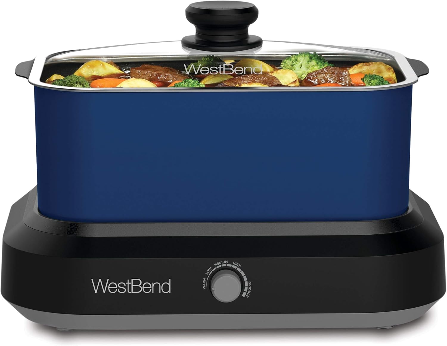 West Bend 87906B Versatility Slow Cooker Large Capacity Non-Stick Dishwasher Safe Variable Temperature Control Includes Travel Lid & Thermal Carrying