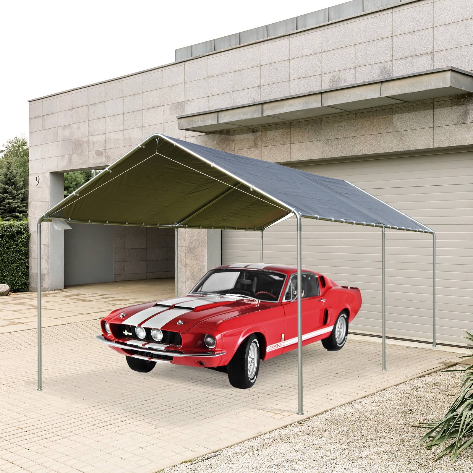 Outsunny 10' x 20' Heavy Duty Carport Garage Car Shelter Galvanized Steel Outdoor Open Canopy Tent
